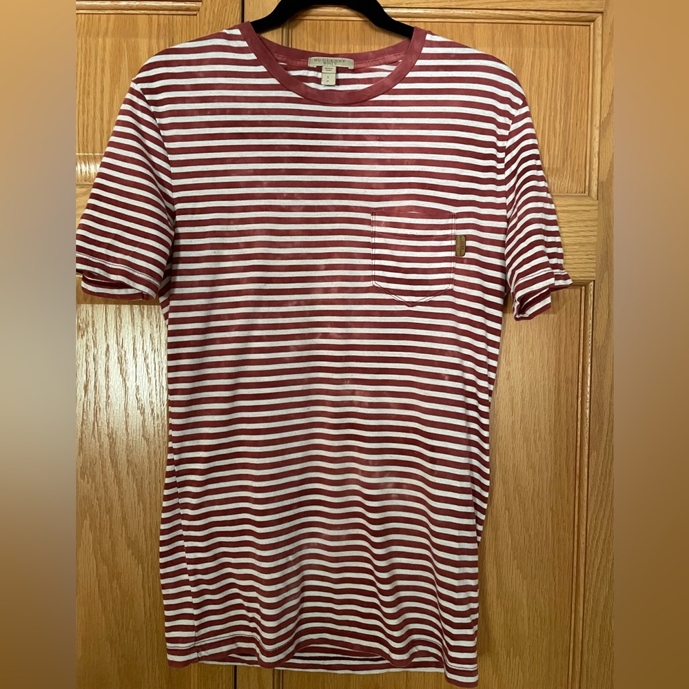 Burberry Red and White Striped Nautical Tee